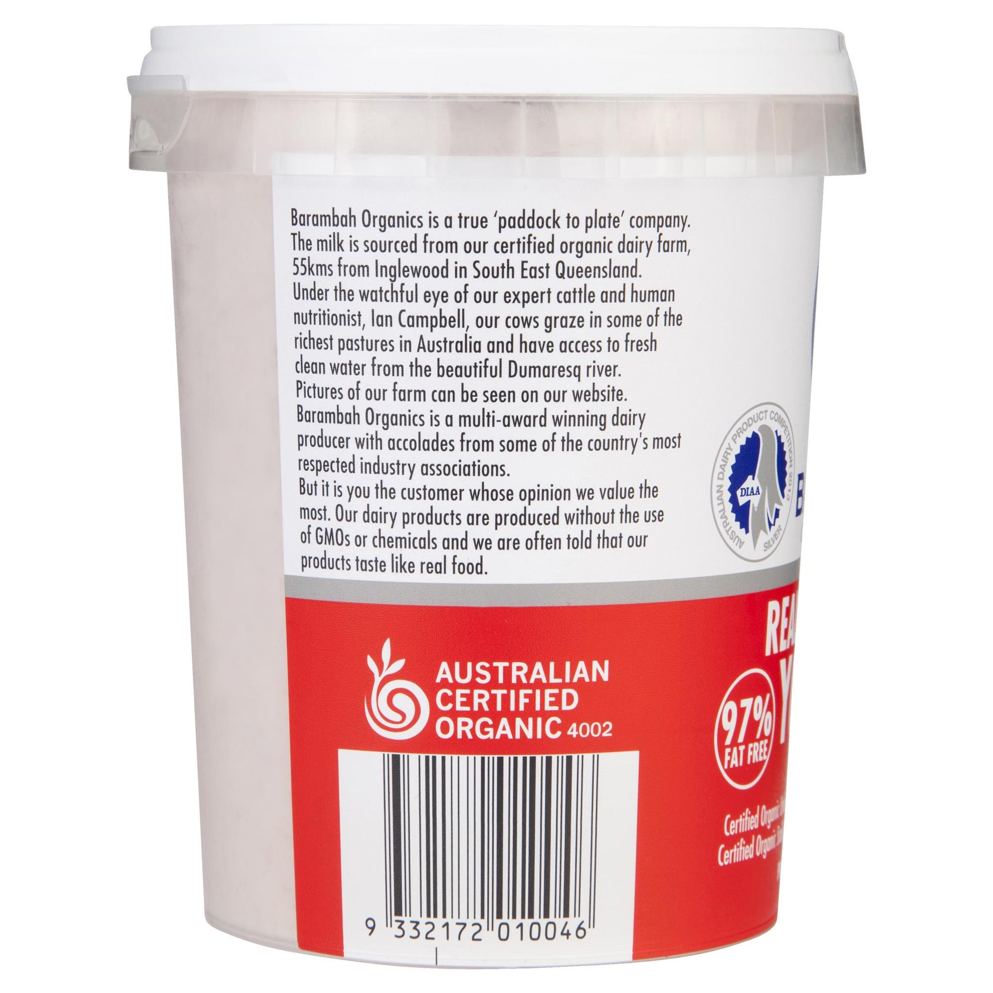 Barambah Organics Yoghurt Real Strawberry 500g , Frdg2-Dairy - HFM, Harris Farm Markets
 - 3