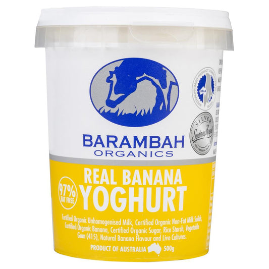 Barambah Organics Real Banana Yoghurt 500g , Frdg2-Dairy - HFM, Harris Farm Markets
 - 1