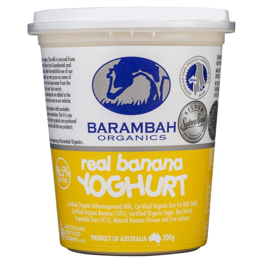 Barambah Organics Real Banana Yoghurt 200g , Frdg2-Dairy - HFM, Harris Farm Markets
 - 1