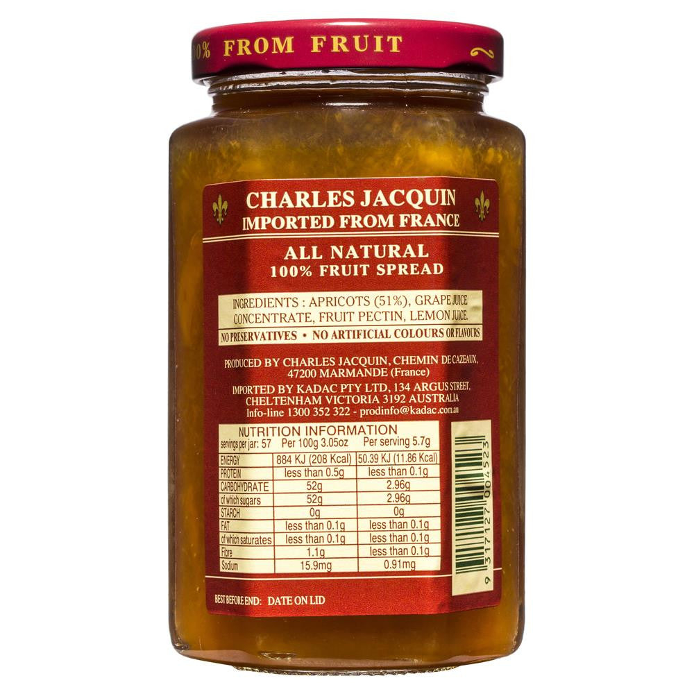 Charles Jacquin Thick Apricot Fruit Spread 325g , Grocery-Spreads - HFM, Harris Farm Markets
 - 2