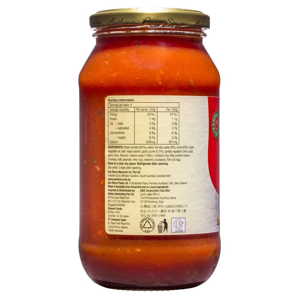 San Remo Homestyle Pasta Sauce Napolitana 500g , Grocery-Cooking - HFM, Harris Farm Markets
 - 2