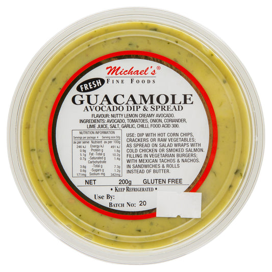Michaels Fresh Guacamole Avocado Dip And Spread 200g , Frdg1-Antipasti - HFM, Harris Farm Markets

