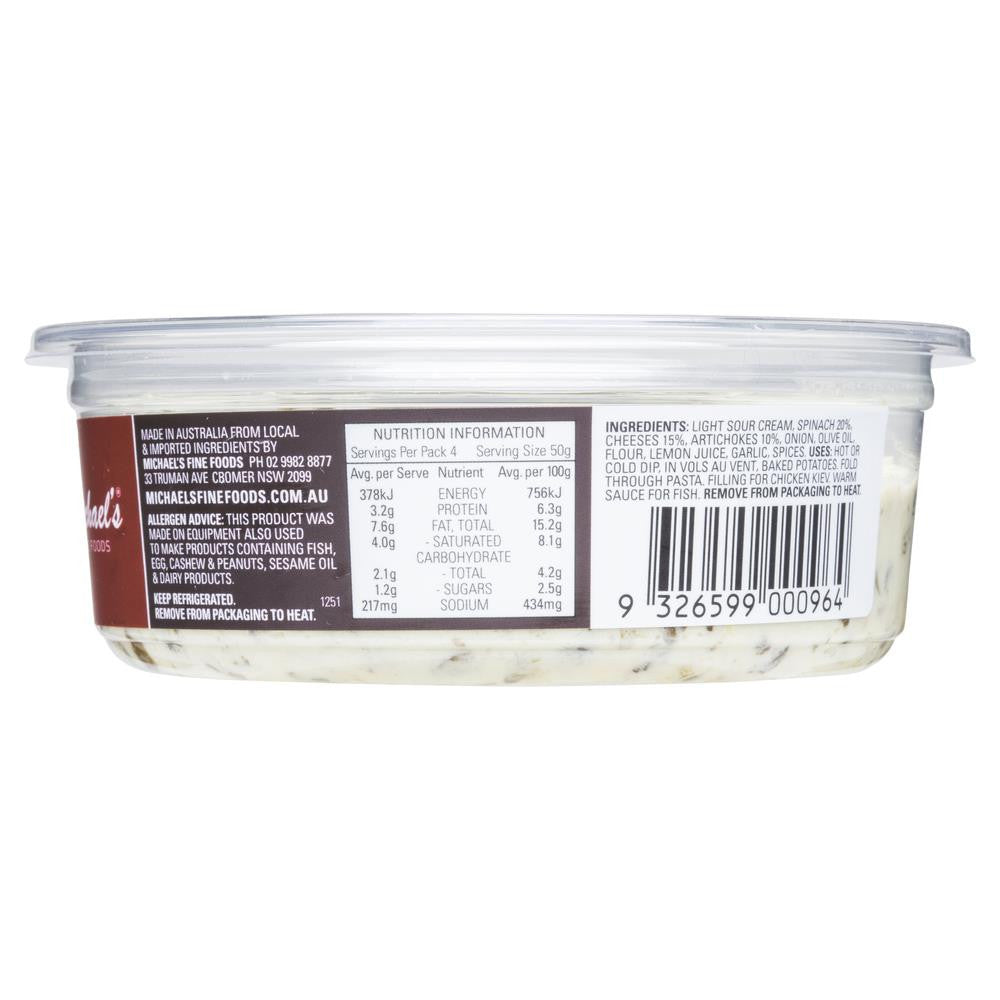 Michael's Fine Foods Spinach, Cheese & Artichoke Dip 200g , Frdg1-Antipasti - HFM, Harris Farm Markets
 - 2