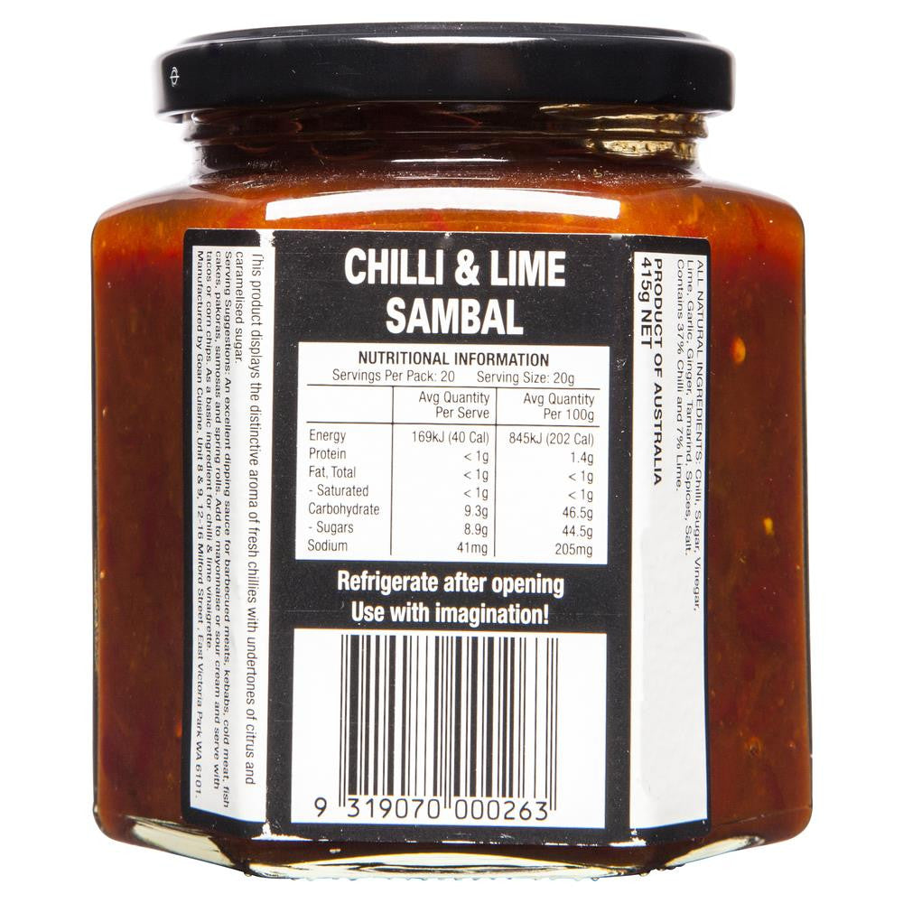 Goan Cuisine Chilli Lime Sambal 415g , Grocery-Cooking - HFM, Harris Farm Markets
 - 2