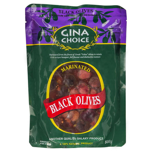 Gina Olives Black Marinated 500g , Grocery-Condiments - HFM, Harris Farm Markets
 - 1