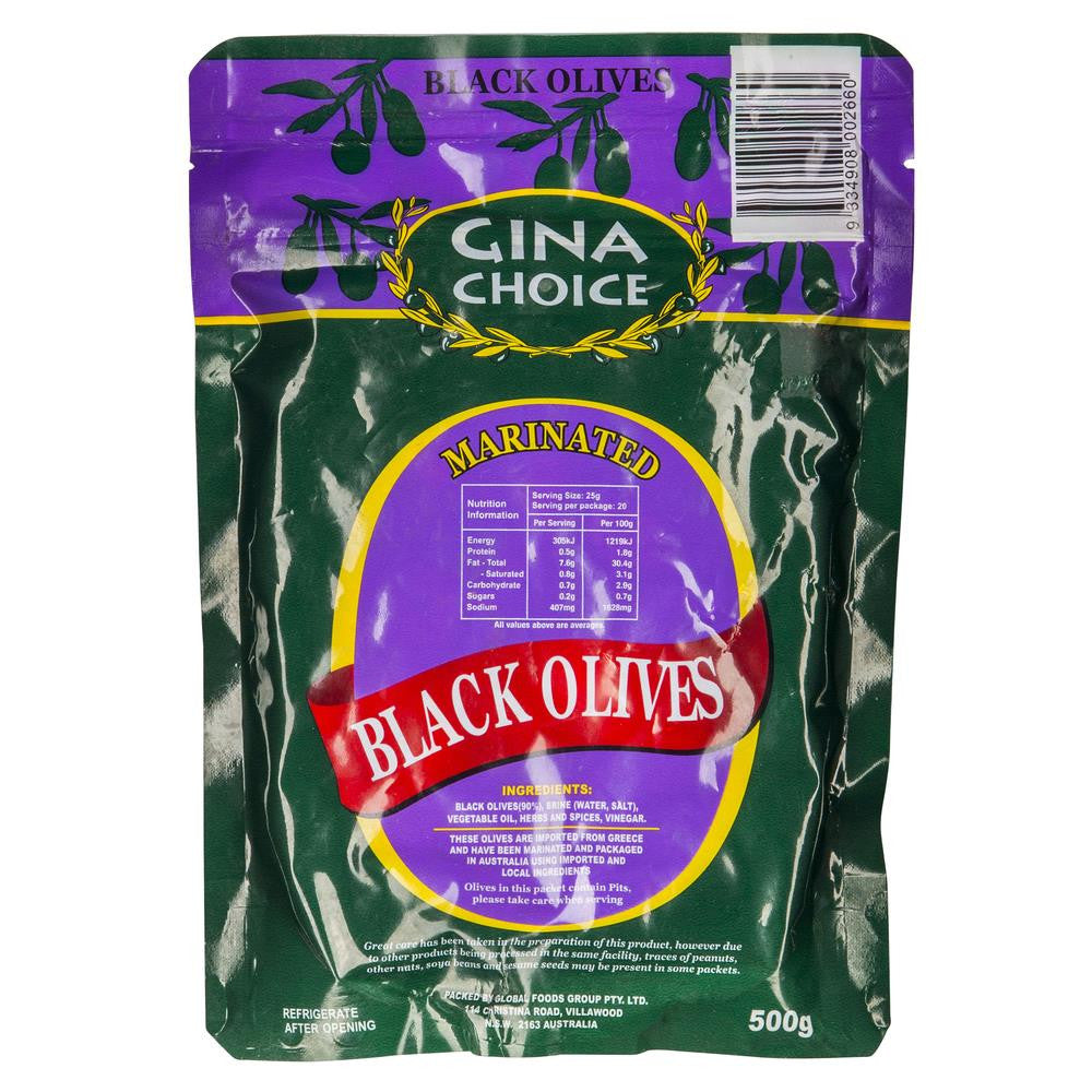 Gina Olives Black Marinated 500g , Grocery-Condiments - HFM, Harris Farm Markets
 - 2