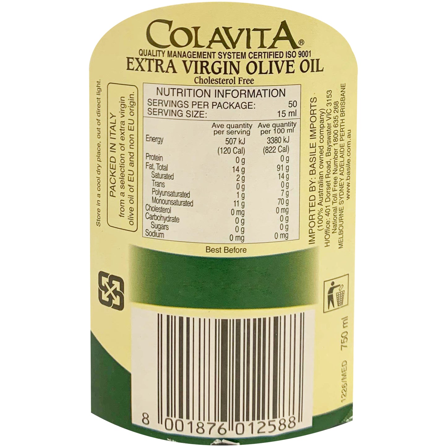 Colavita Extra Virgin Olive Oil Mediterranean Blend 750mL