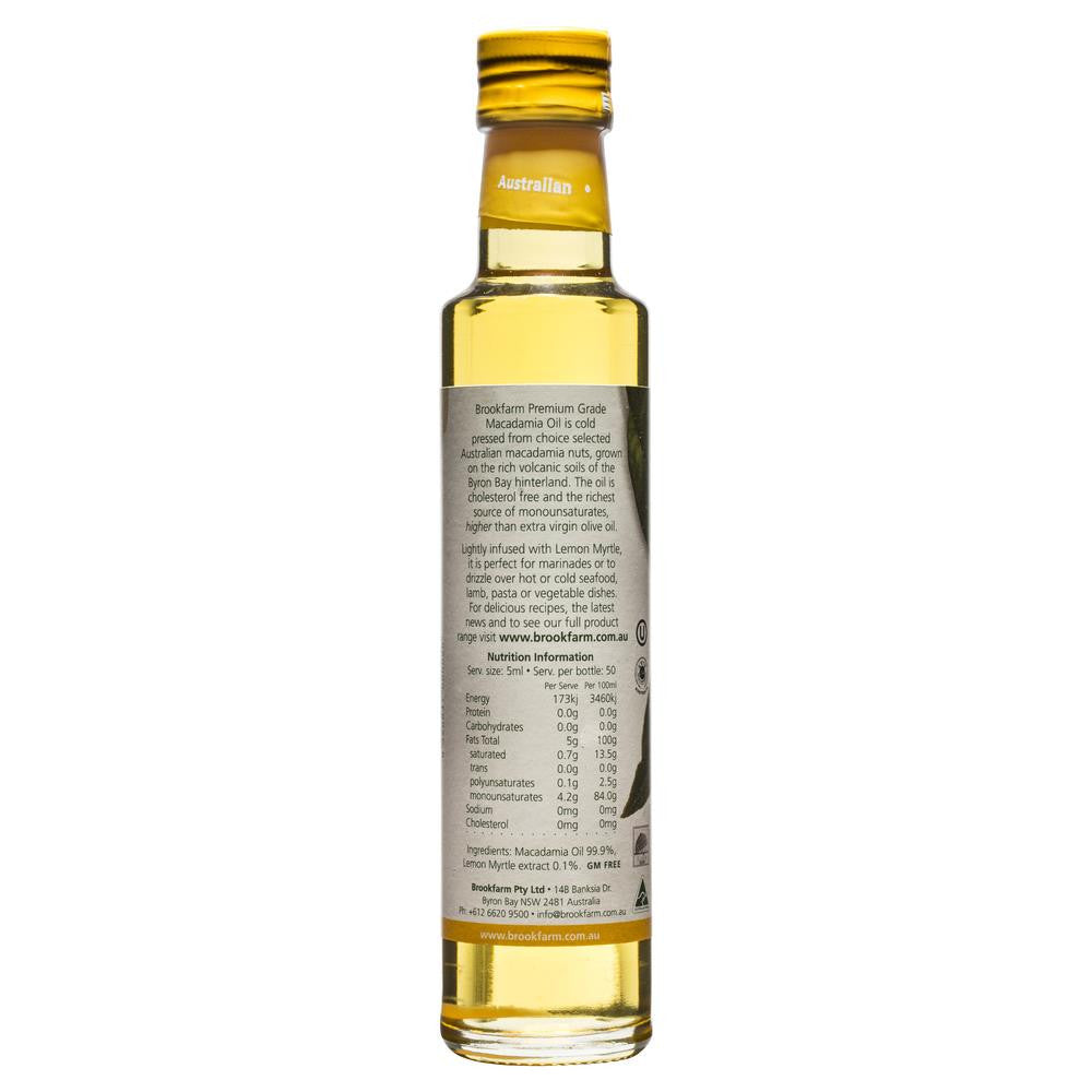 Brookfarm Macadamia Oil Infused Lemon Myrtle 250ml , Grocery-Oils - HFM, Harris Farm Markets
 - 2