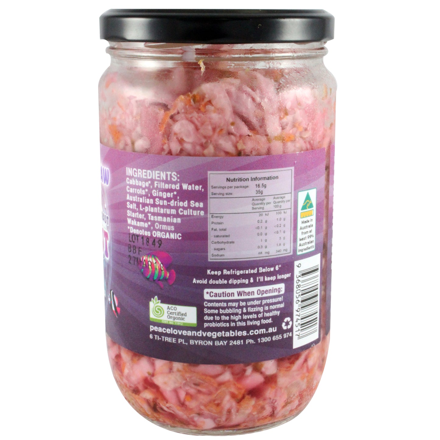 Peace Love and Vegetables Super Kraut Raw Tasmanian Seaweed 680g