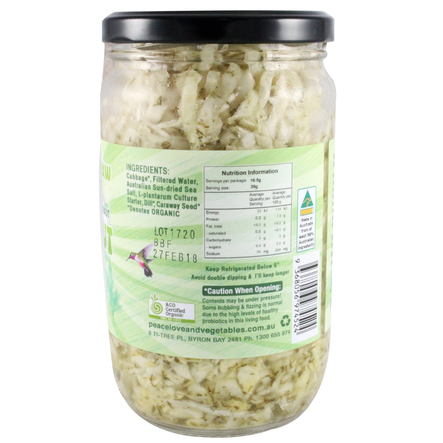 Peace Love and Vegetables Super Kraut Raw Dill 680g