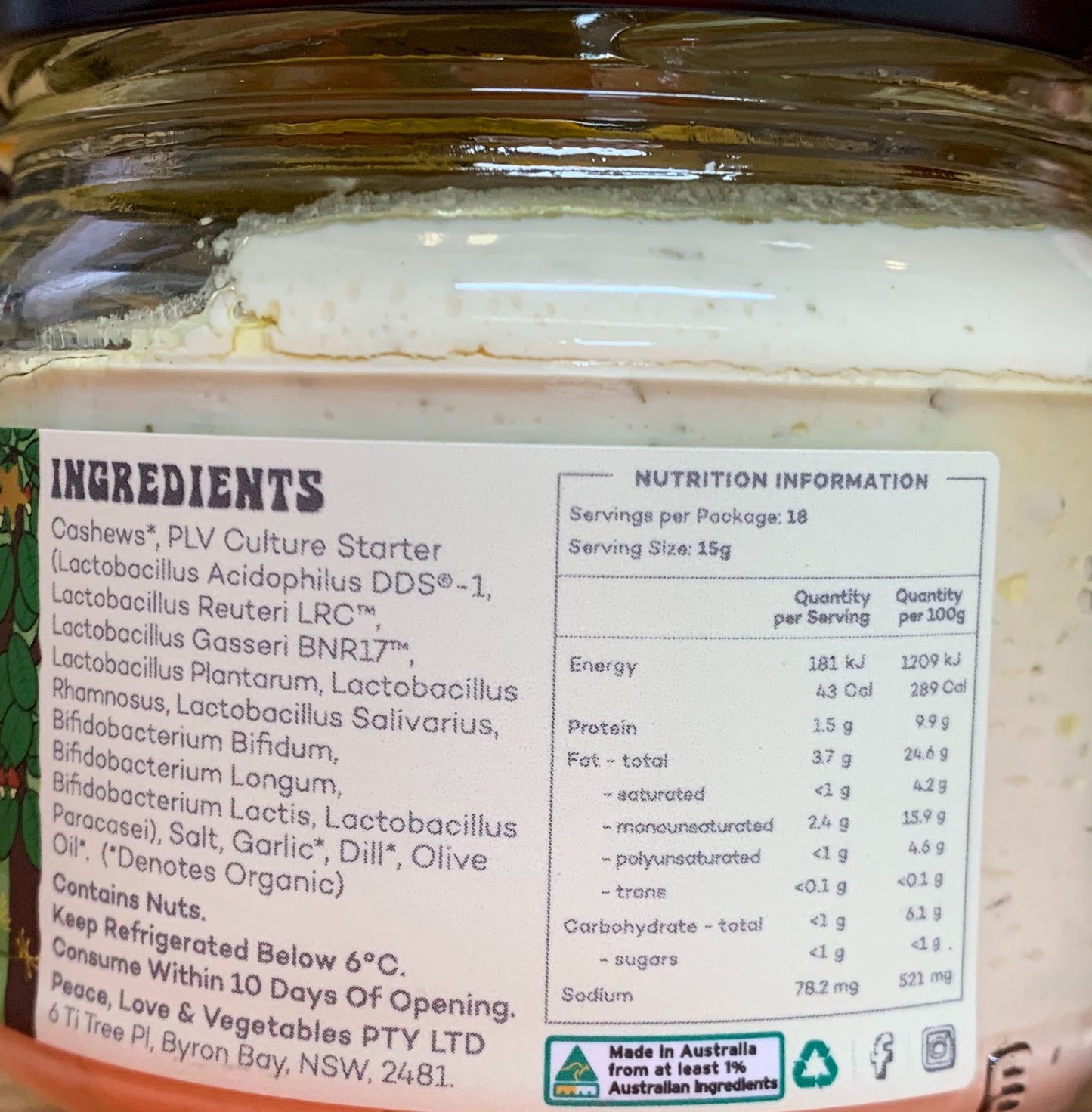 Peace, Love and Vegetables Cashew Cheese Dill 280g