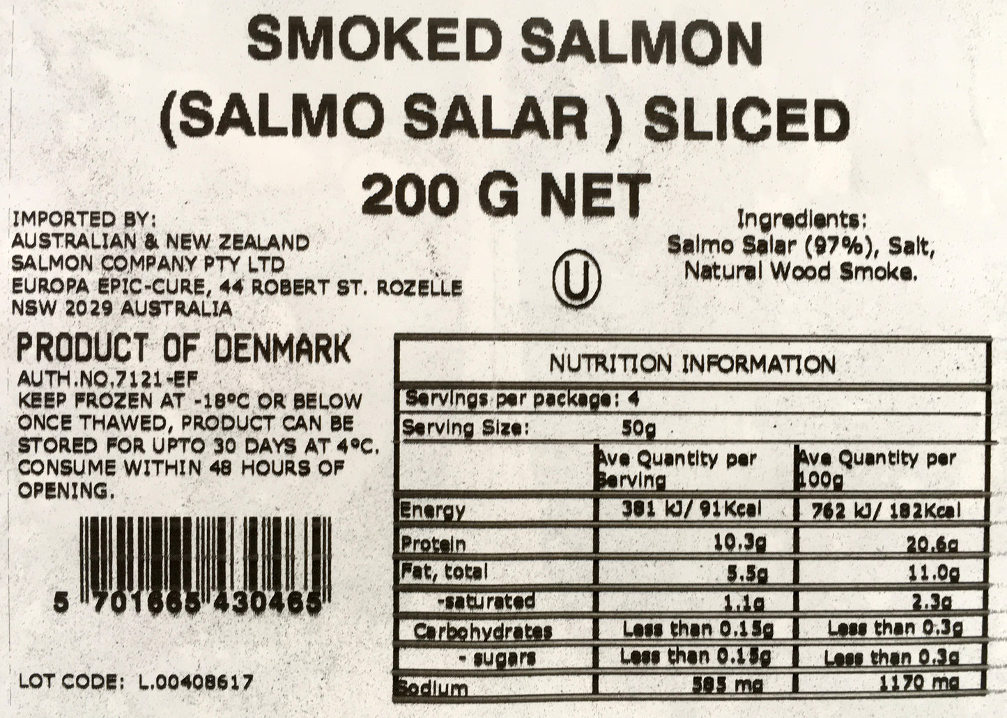 Salmon - Smoked Sliced - Prepacked (200g) Arctic Blue Premium
