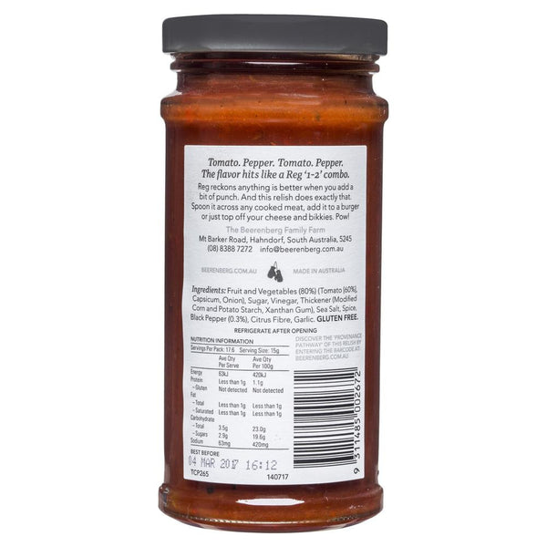 The Beerenberg Family Farm Reg's Tomato and Cracked Pepper Relish 265g , Grocery-Spreads - HFM, Harris Farm Markets
 - 2