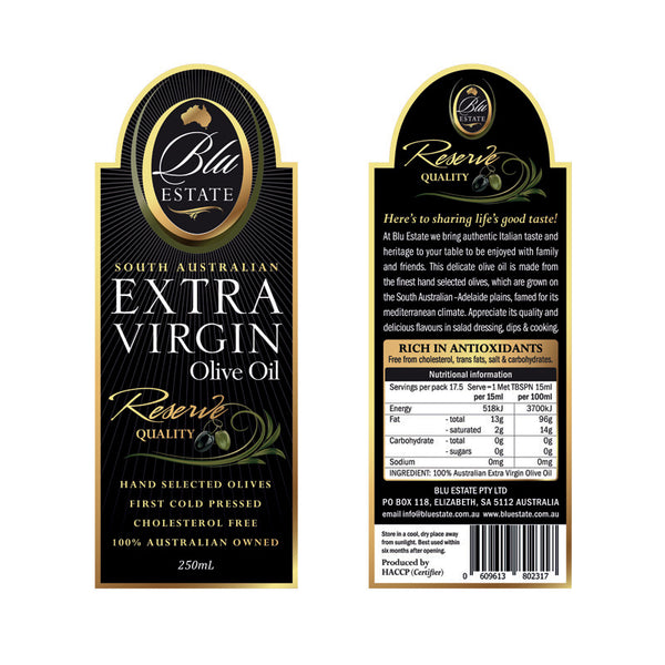 Blu Estate Extra Virgin Olive Oil Reserve Quality 250ml