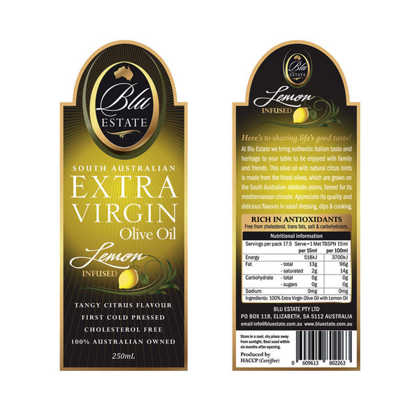 Blu Estate Extra Virgin Olive Oil Lemon Infused 250ml