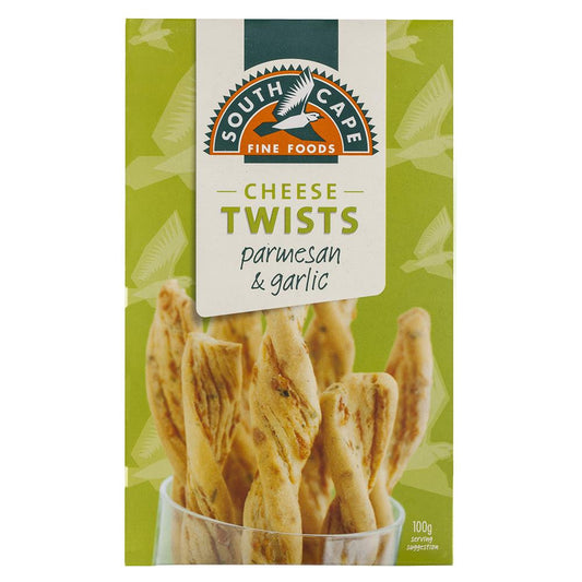 South Cape Cheese Twists- Parmesan & Garlic 100g , Grocery-Biscuits - HFM, Harris Farm Markets
 - 1