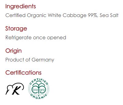 Ceres Organics Organic Sauerkraut Cabbage with Zing | Harris Farm Online