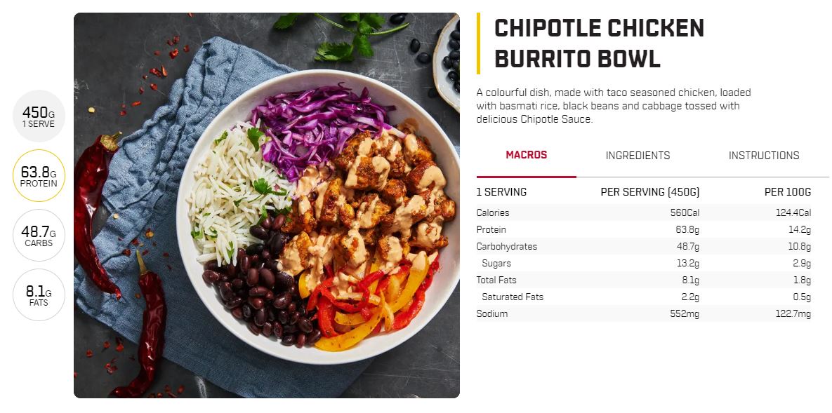 My Muscle Chef Chipotle Chicken Burrito Bowl | Harris Farm Online