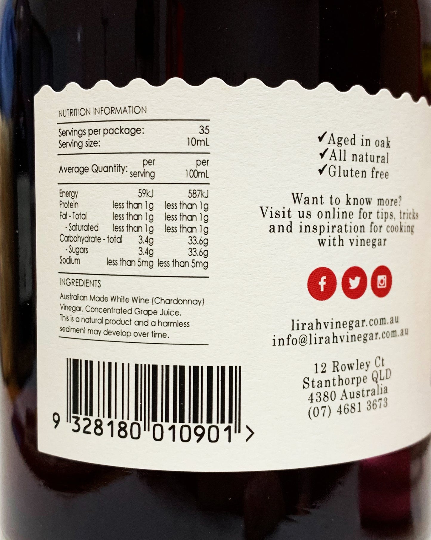 Lirah Grand Reserve Chardonnay Vinegar 350ml