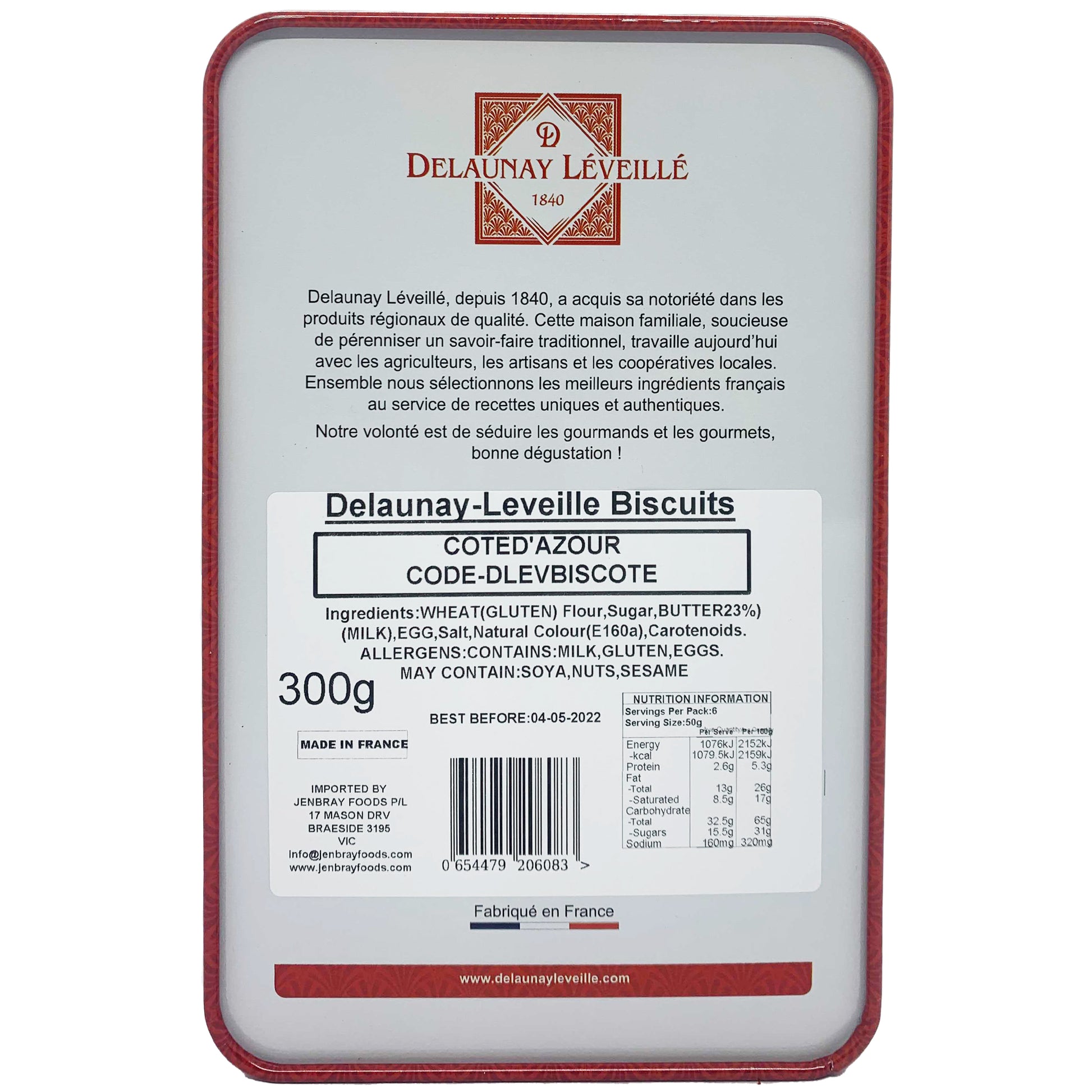 DeLaunay Leveille Biscuits Cote D'Azur Tin | Harris Farm Online