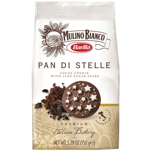 Barilla Mulino Bianco - Biscuits Pan Di Stelle - Cocoa Cookie with Iced Sugar Stars | Harris Farm Online
