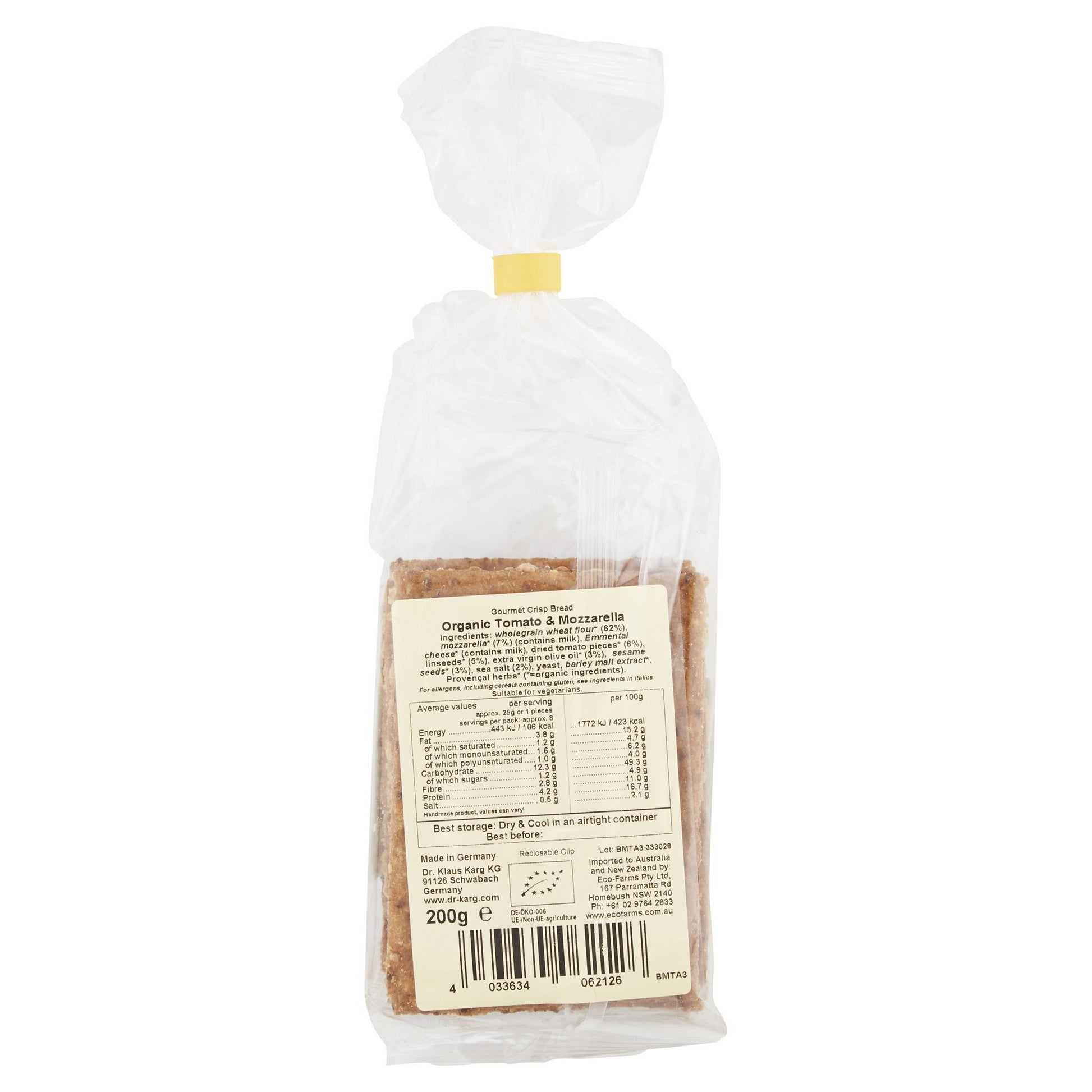 Dr Karg Tomato & Mozzarella 200g , Grocery-Crackers - HFM, Harris Farm Markets
 - 2
