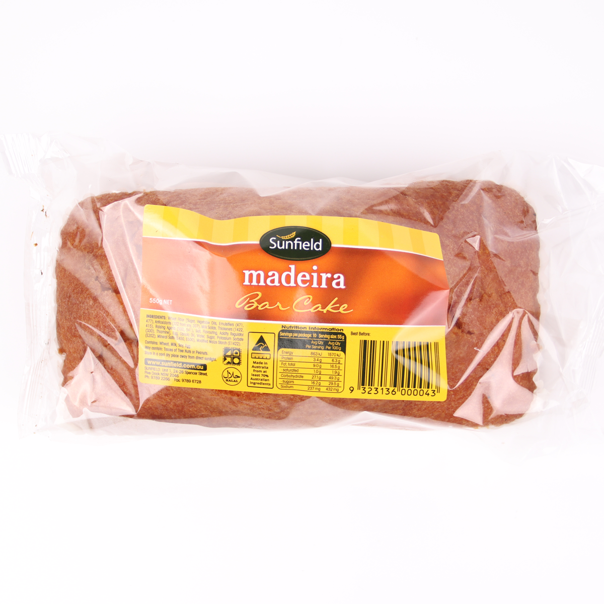 Sunfield Maderia Bar Cake 500g