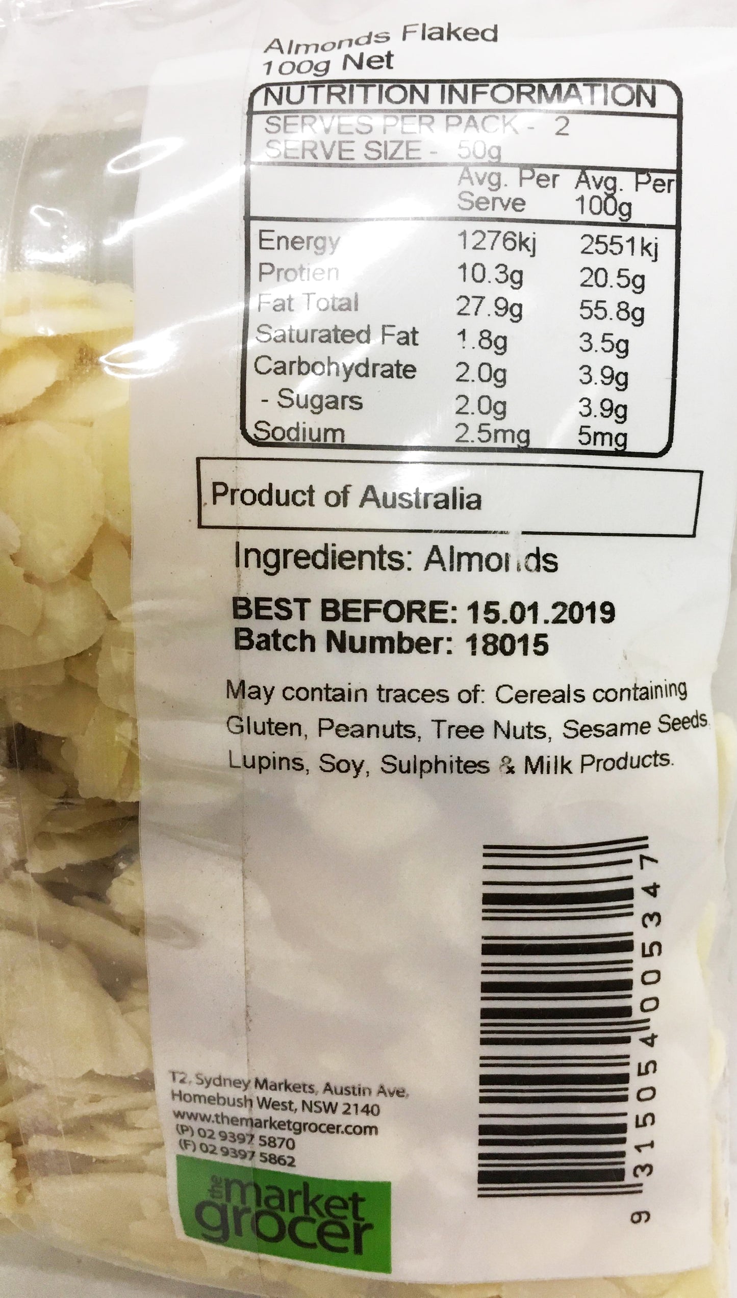 The Market Grocer - Almonds Flaked (100g)