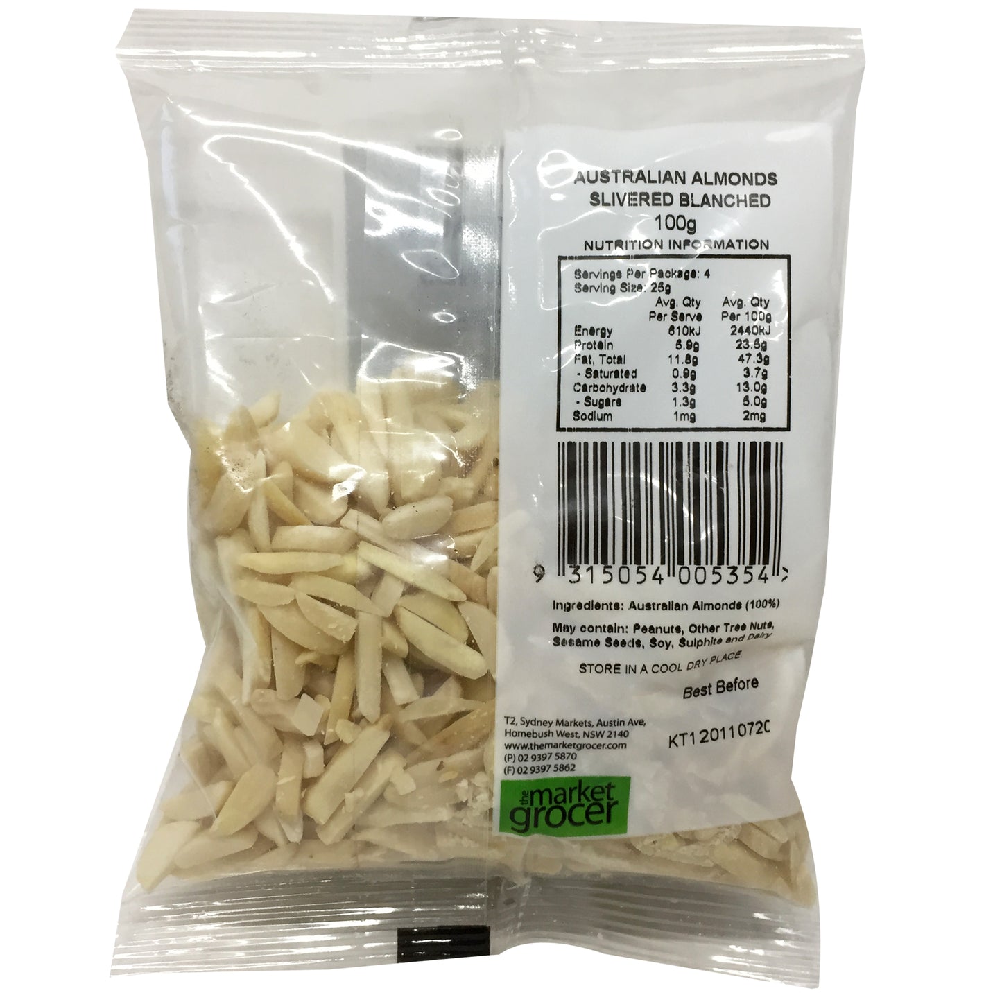The Market Grocer - Almonds Slivered Blanched (100g)