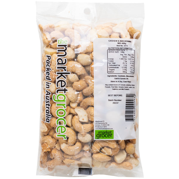 The Market Grocer Cashew and Macadamia Mix Roasted Salted 400g