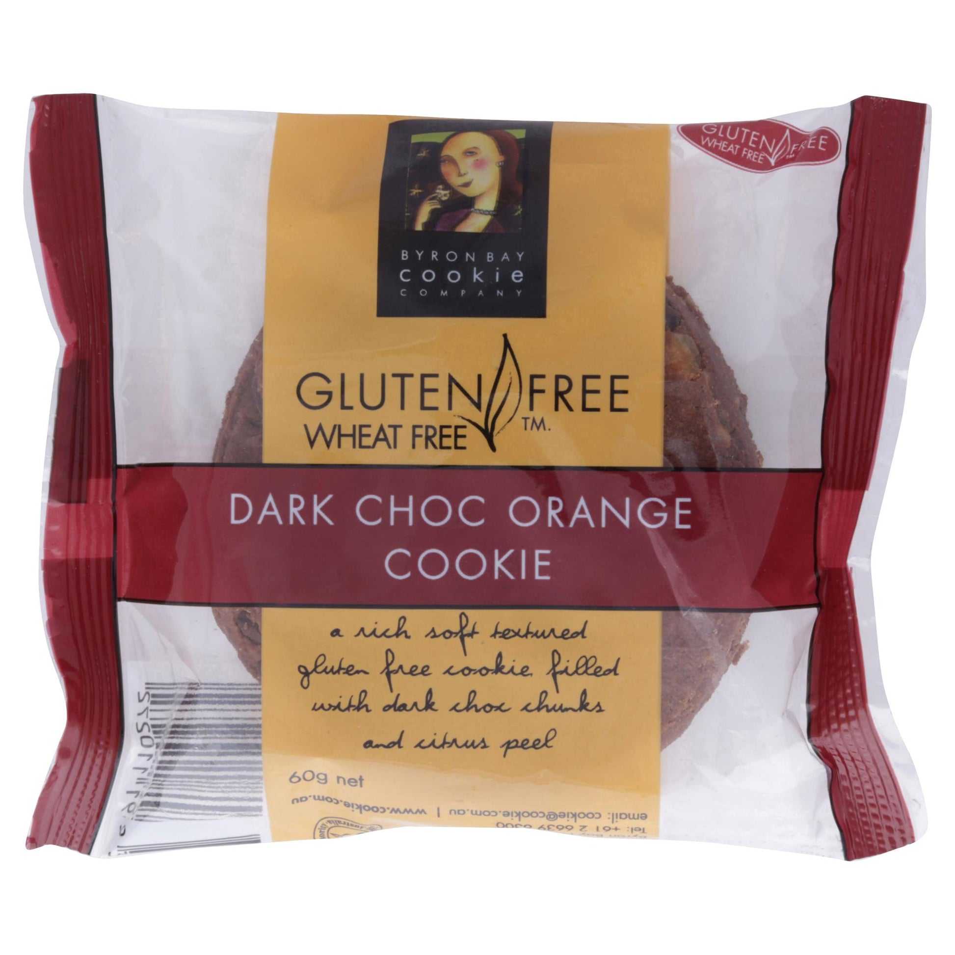 Byron Bay Cookie Dark Choc & Orange 60g , Grocery-Biscuits - HFM, Harris Farm Markets
 - 1