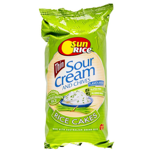 Sunrice Thin Sour Cream Chives Rice Cakes 195g , Grocery-Biscuits - HFM, Harris Farm Markets
 - 1
