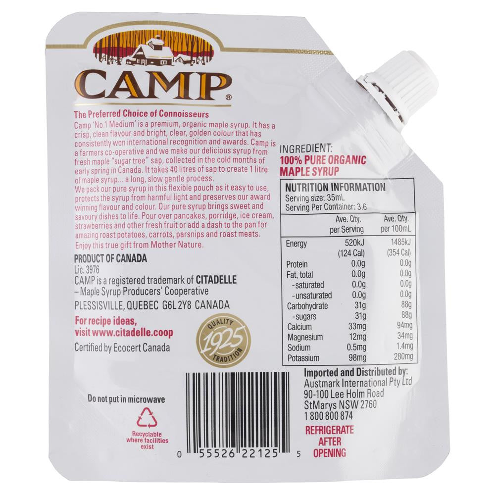 Camp Pure Organic Maple Syrup 125mL , Grocery-Condiments - HFM, Harris Farm Markets
 - 2