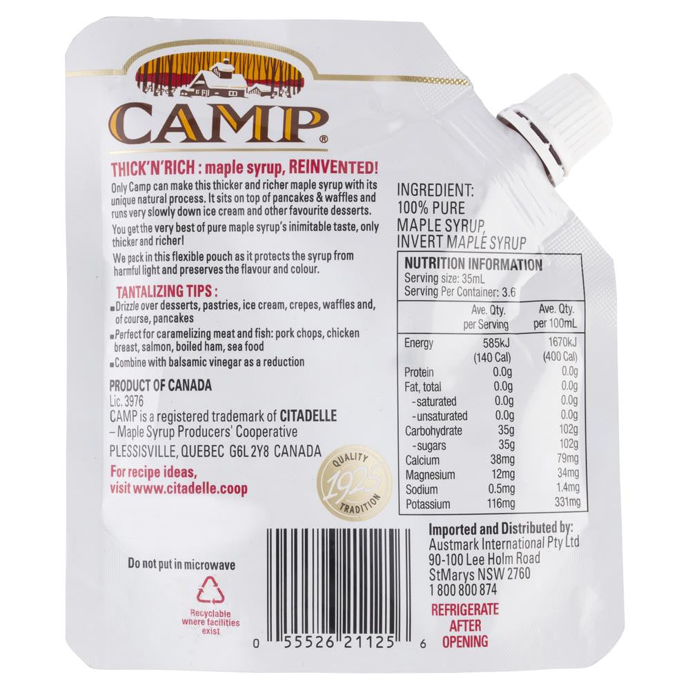 Camp Maple Thick N Rich Syrup 125mL , Grocery-Condiments - HFM, Harris Farm Markets
 - 2
