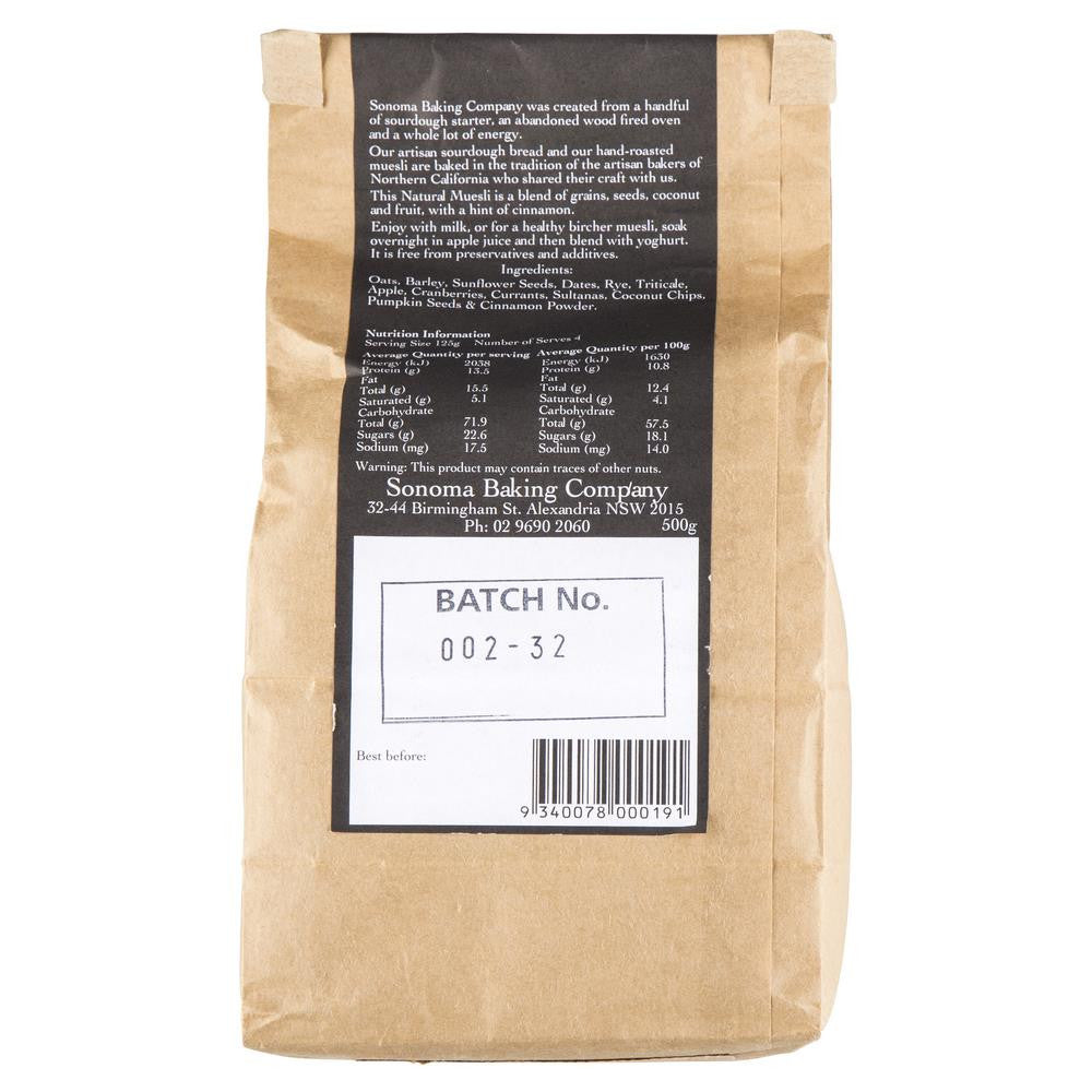 Muesli Raw Natural 500g Sonoma , Grocery-Cereals - HFM, Harris Farm Markets
 - 2