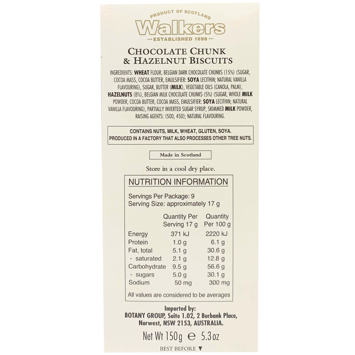 Walkers Chocolate Chunk and Hazelnut Biscuit | Harris Farm Online