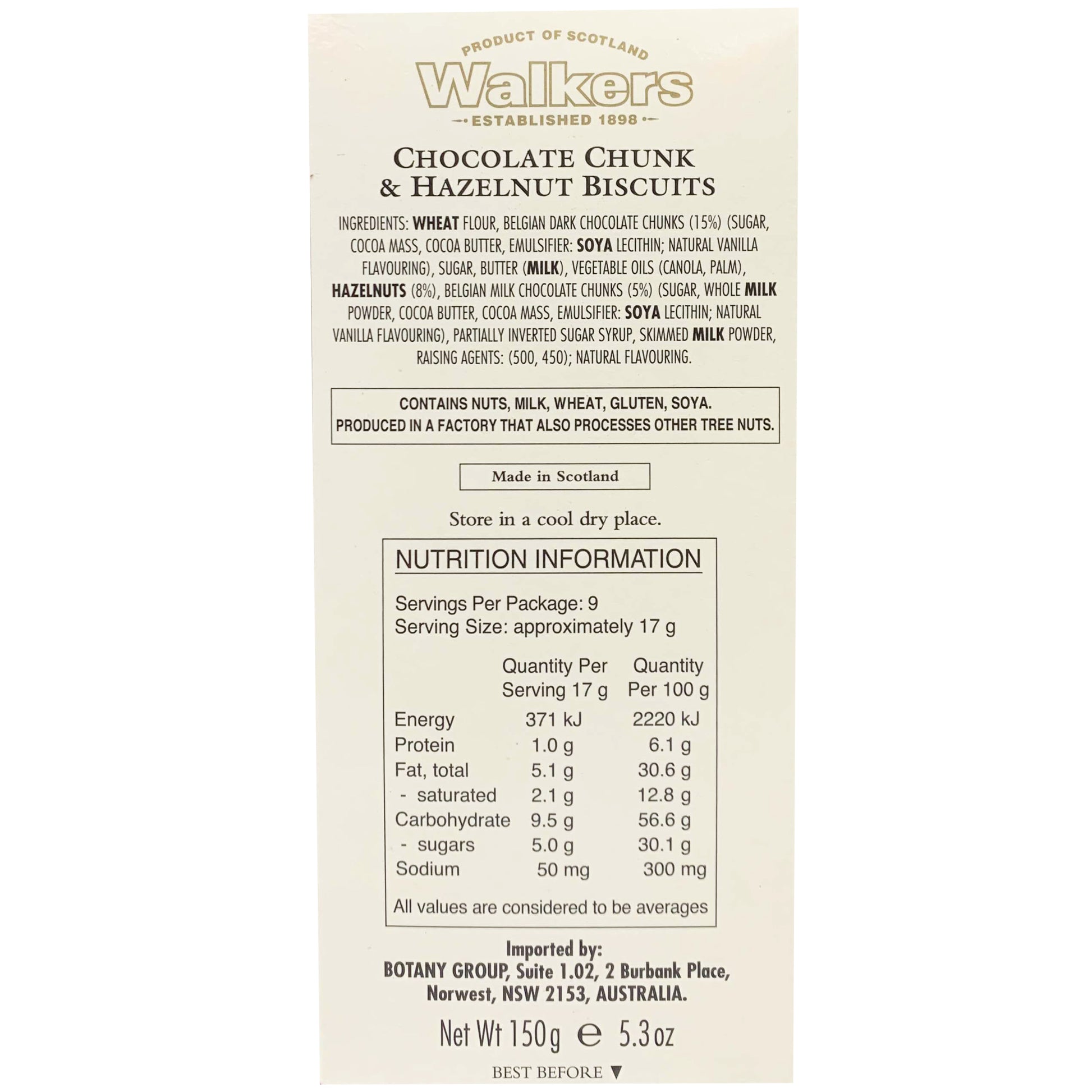 Walkers Chocolate Chunk and Hazelnut Biscuit | Harris Farm Online