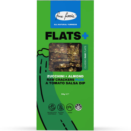 Fine Fettle Flats Zucchini and Almond Crackers with Tomato Salsa Dip | Harris Farm Online