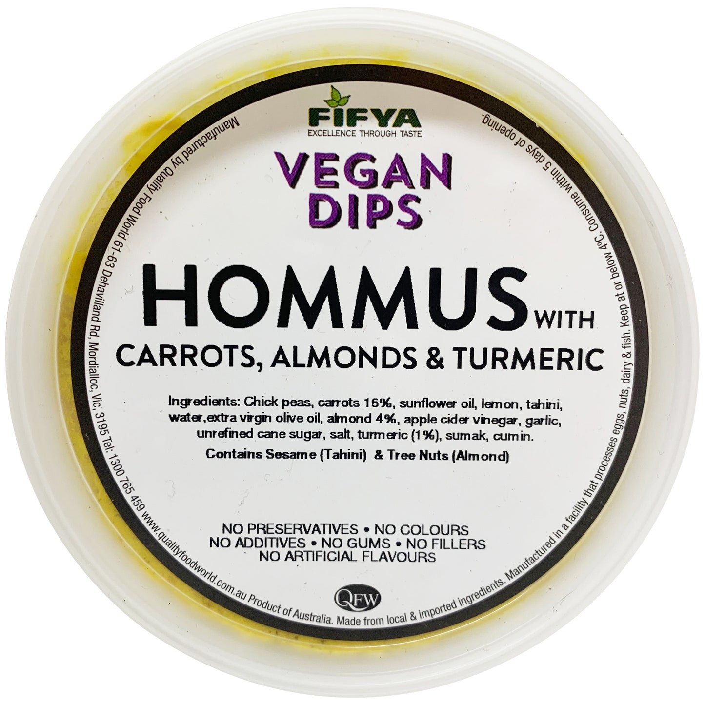 Fifya Vegan Hommus Carrots, Almonds and Turmeric 250g