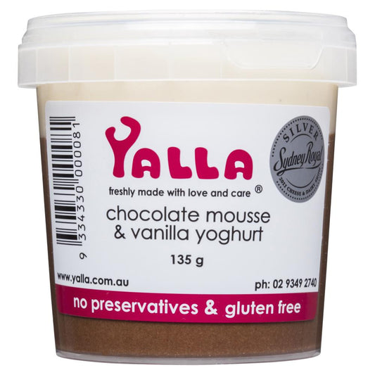 Yalla Chocolate Mousse & Vanilla Yoghurt 135g , Frdg3-Dessert - HFM, Harris Farm Markets
 - 1
