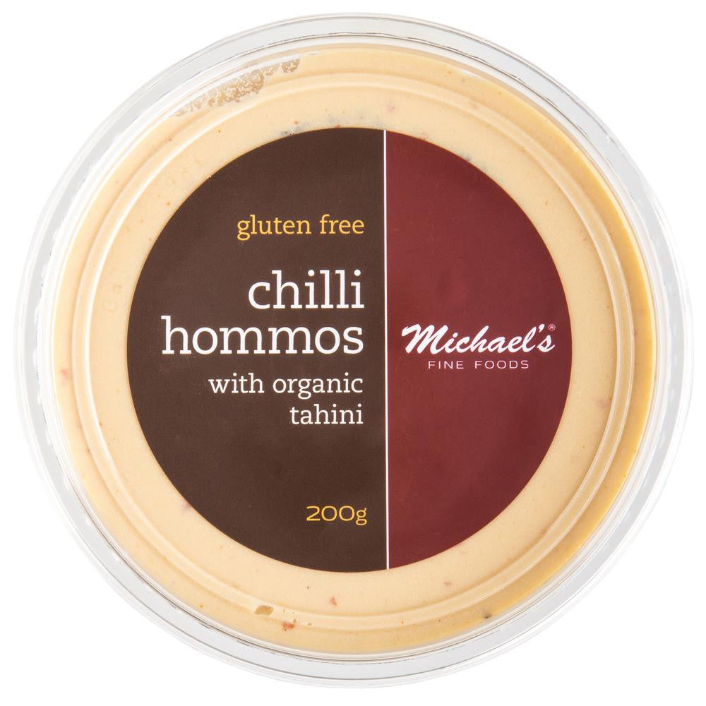 Michaels Fine Foods Chilli Hommos Organic Tahini 200g , Frdg1-Antipasti - HFM, Harris Farm Markets
 - 1