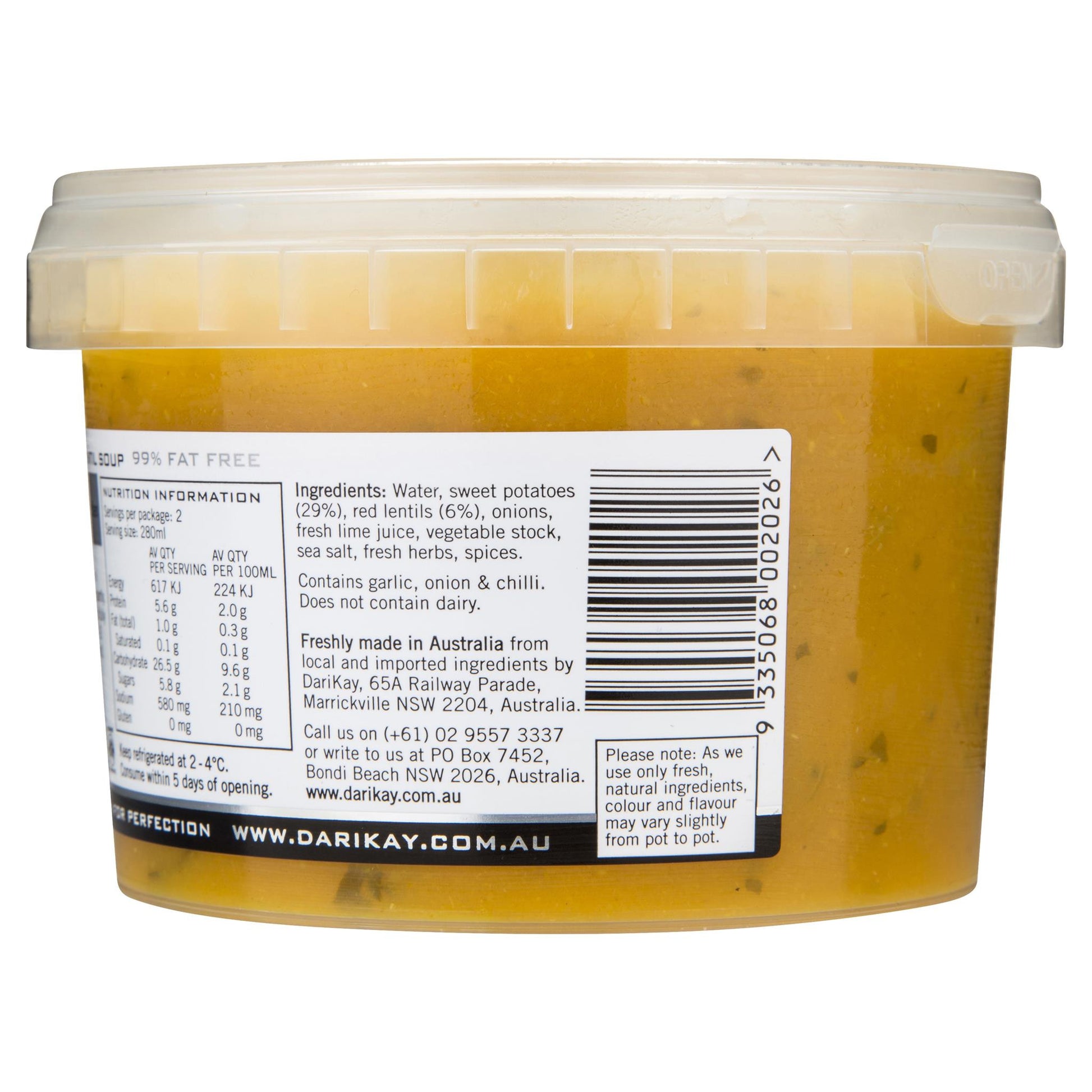 Darikay Sweet Potato And Red Lentil Soup 560ml , Frdg3-Meals - HFM, Harris Farm Markets
 - 3