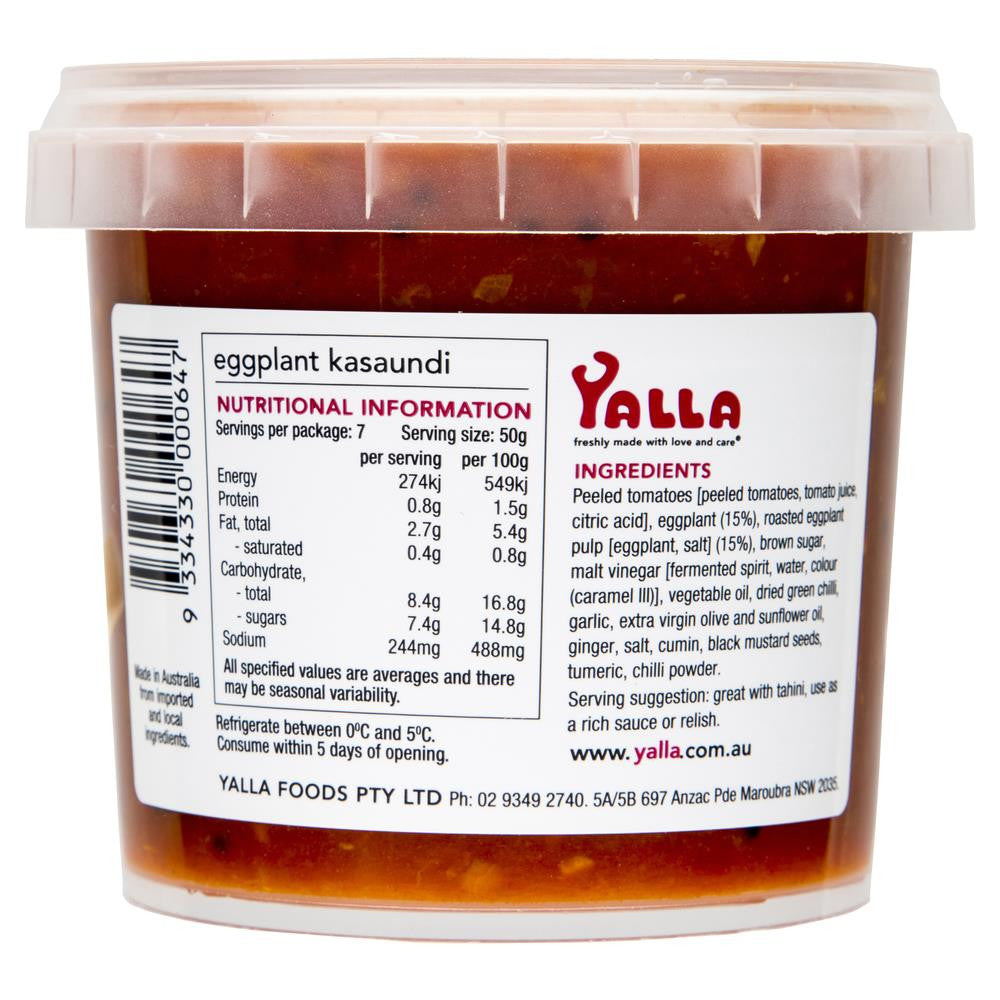 Yalla - Dips Eggplant Kasaundi  | Harris Farm Online