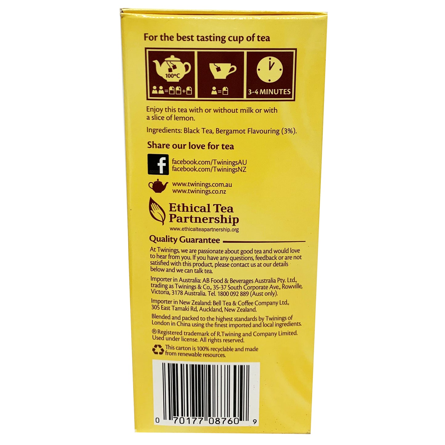 Twinings - Teabags Earl Grey (50 Teabags, 100g)
