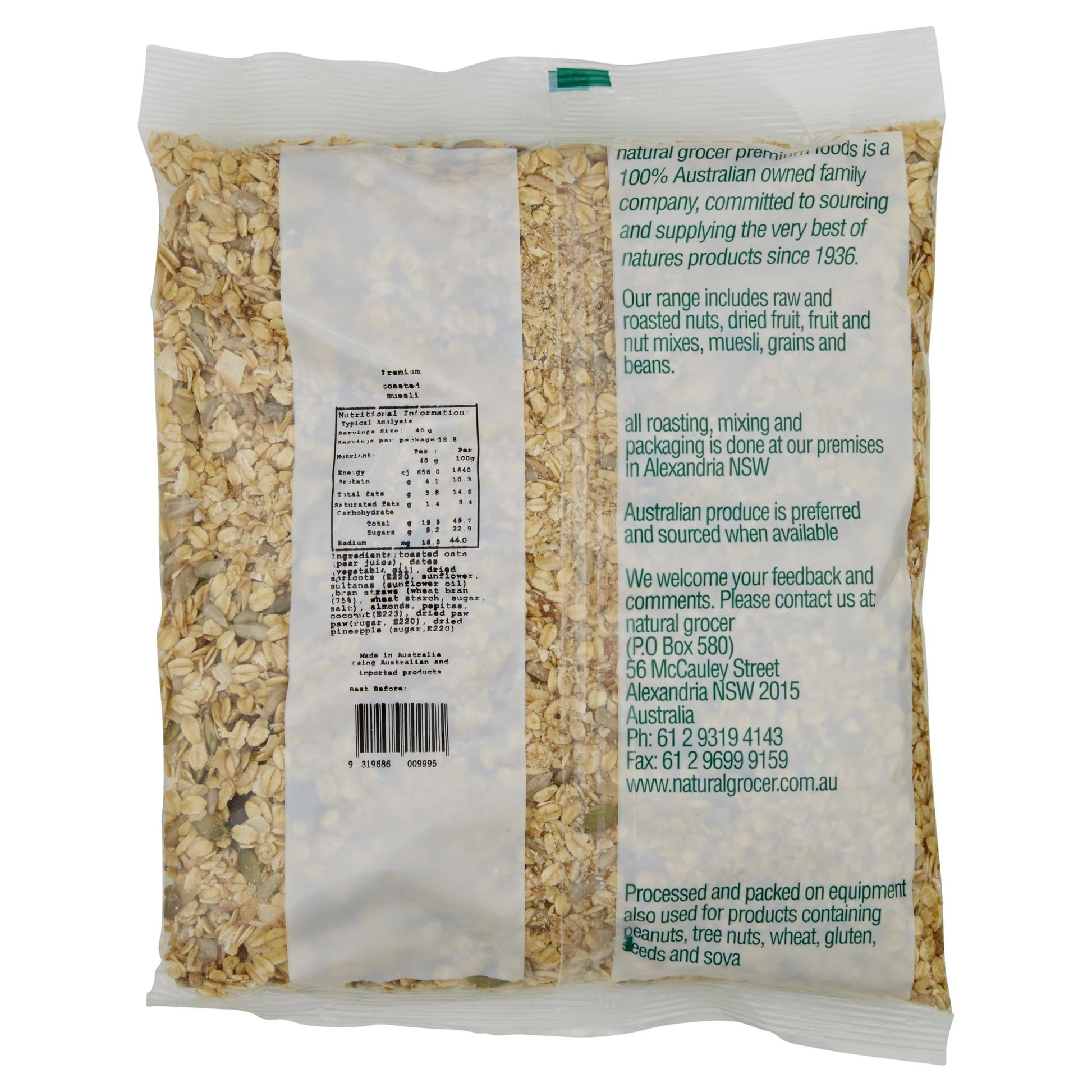 Natural Grocer Muesli Toasted 750g , Grocery-Cereals - HFM, Harris Farm Markets
 - 2