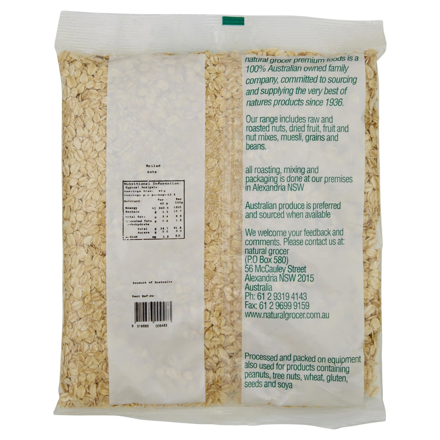 Natural Grocer Rolled Oats 500g , Grocery-Cereals - HFM, Harris Farm Markets
 - 2