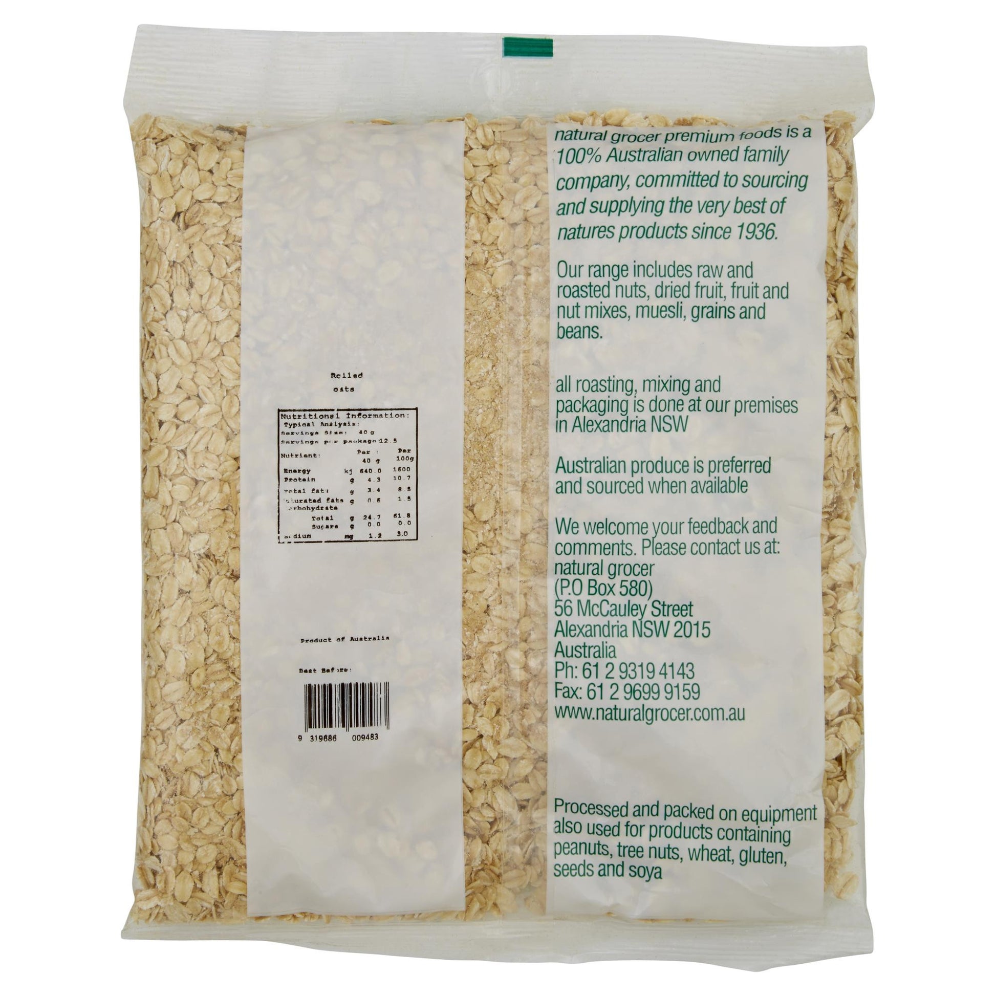 Natural Grocer Rolled Oats 500g , Grocery-Cereals - HFM, Harris Farm Markets
 - 2