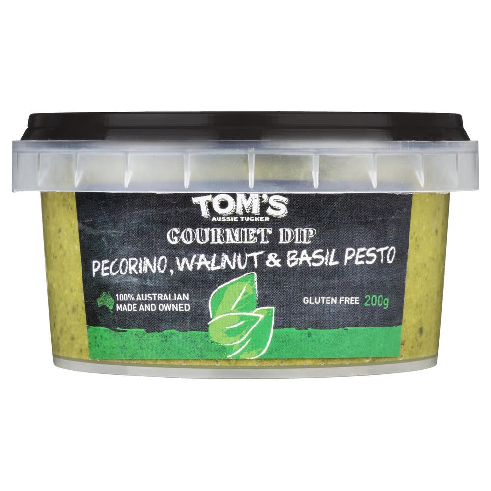 Tom's Aussie Tucker Gourmet Dip Pecorino, Walnut & Basil Pesto 200g , Frdg1-Antipasti - HFM, Harris Farm Markets
 - 1