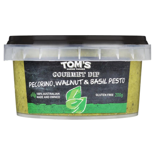 Tom's Aussie Tucker Gourmet Dip Pecorino, Walnut & Basil Pesto 200g , Frdg1-Antipasti - HFM, Harris Farm Markets
 - 1