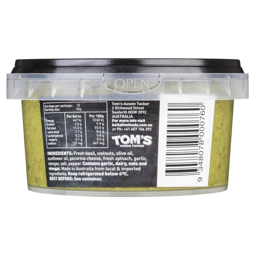 Tom's Aussie Tucker Gourmet Dip Pecorino, Walnut & Basil Pesto 200g , Frdg1-Antipasti - HFM, Harris Farm Markets
 - 2